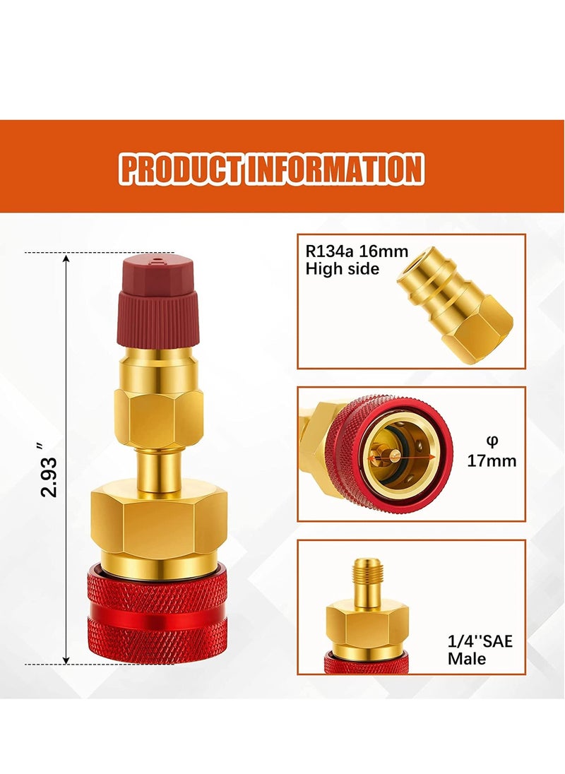 Excefore - Car Quick Coupler R1234YF to R134A Conversion Kit Air Conditioning System Hose Fitting AC Refrigerant Charging Quick Adjustable Adapter Connector Conversion Kit Blue Red - Image 1