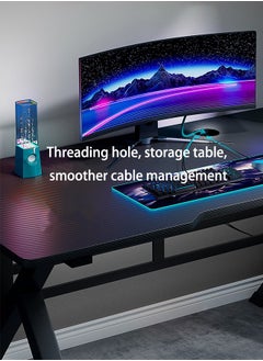 WEMART Gaming Desktop Computer Desk,Home Office Desk,Versatile Gaming and Study Solution for Modern Homes,Ideal for Students and Gamers, Spacious and Functional (120x60x75CM, Black)  - Image 4