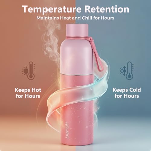 Perch Zenith ISI Certified Hot and Cold Steel Water Bottle 1 LTR, Vacuum Insulated Flask for Adults | BPA-Free, Leakproof | Easy to Carry Bottle for Office, School, Gym (Baby Pink) - Image 4