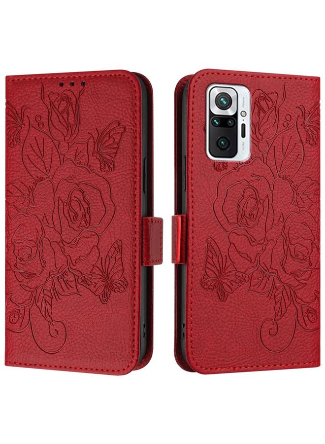 S-TOP Case For Redmi Note 10 Pro 4G / Note 10 Pro Max Embossed Rose RFID Anti-theft Leather Phone Case - Image 2
