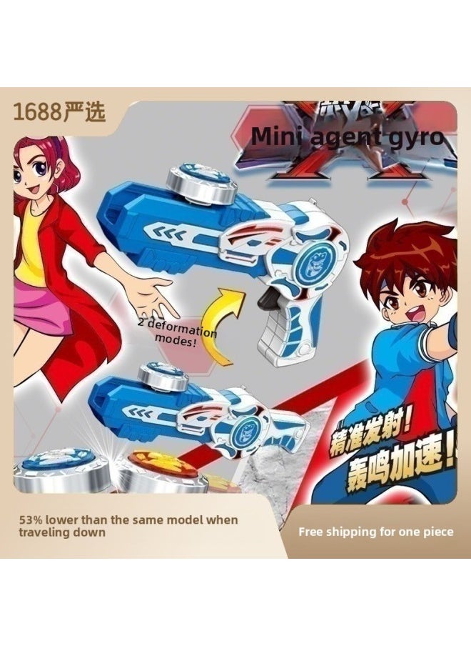 Light Alloy Gyro Gun Children's Spinning Glow Gyroscope Toy Battle Gyroscope Boy Gun Type Launch Combat Disk-Color:Yellow 11 (1 Gun + 2 Light Tops)