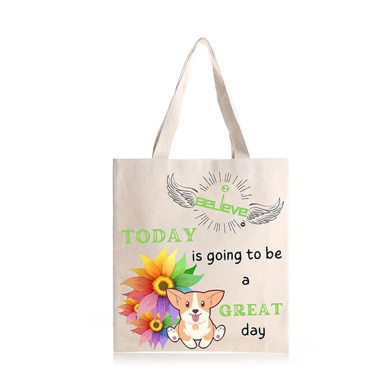 STRUTT Foldable Canvas Tote Bag for Women, Tote Bag for College Girls,100% Organic Cotton Reusable Shopping Bag for Grocery, Eco-Friendly Multi-Purpose Bag for Travel & Daily Use - in Great Days - Image 1