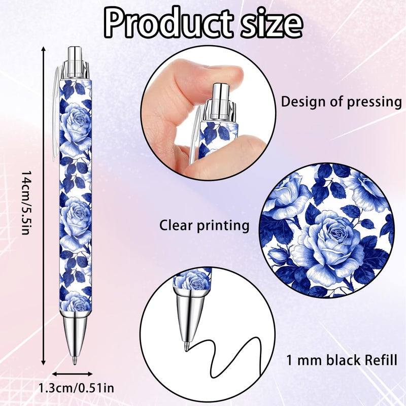 Idealmuzik Blue and White Porcelain Pens Set â€“ Elegant Ceramic-Inspired Writing Pens with Smooth Black Ink â€“ Classic Gift for Students, Teachers, Office Use, Party Favors, Holidays, and Everyday Writing, 8 Pack - Image 2