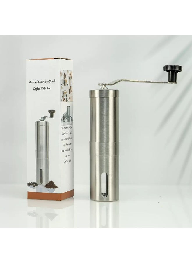 Premium Manual Coffee Bean Grinder - Silver Edition - Portable & Easy-Use Fresh Coffee Grinding  - Image 4