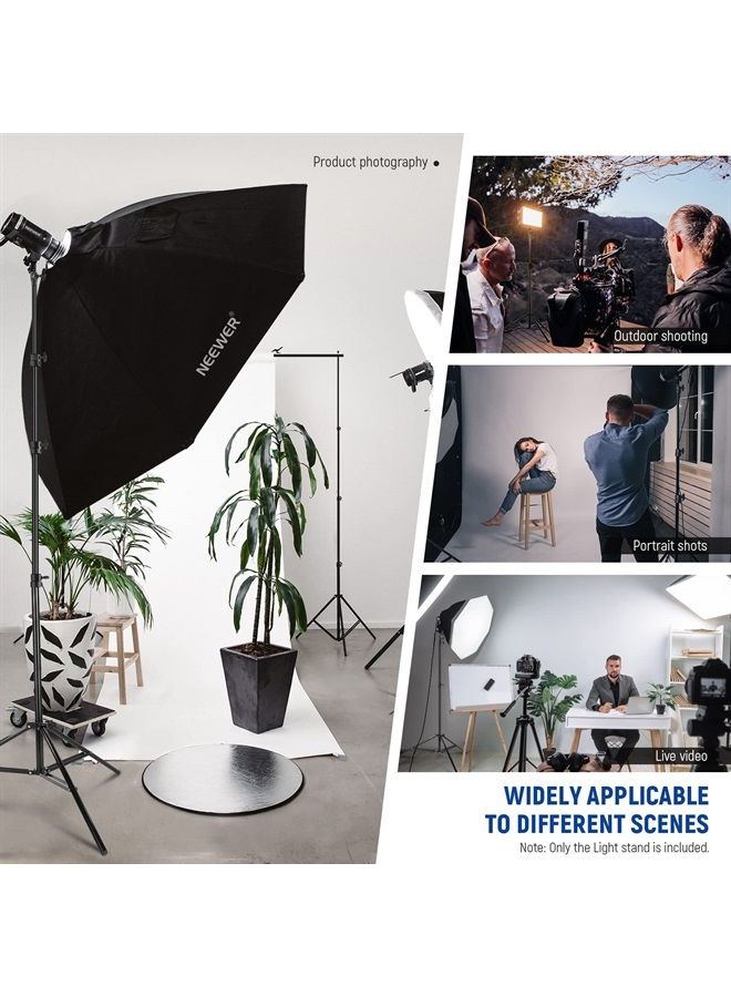 NEEWER 9.8ft/3m Air Cushioned Light Stand, Heavy Duty All Metal Photography Tripod Stand with 1/4” to 3/8” Reversible Spigot, 3 Way Mounting Interface & Metal Locking Knobs, Max Load 11lb/5kg (Black) - Image 5