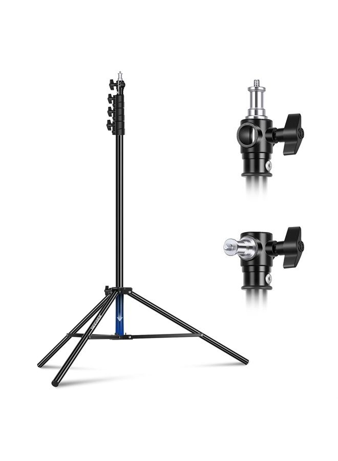 NEEWER 9.8ft/3m Air Cushioned Light Stand, Heavy Duty All Metal Photography Tripod Stand with 1/4” to 3/8” Reversible Spigot, 3 Way Mounting Interface & Metal Locking Knobs, Max Load 11lb/5kg (Black) - Image 1