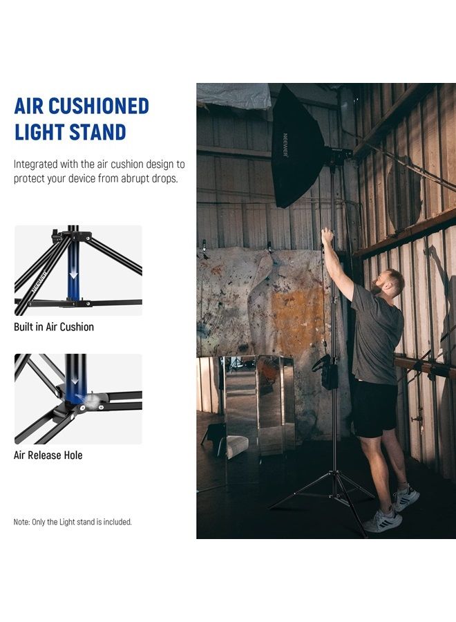 NEEWER 9.8ft/3m Air Cushioned Light Stand, Heavy Duty All Metal Photography Tripod Stand with 1/4” to 3/8” Reversible Spigot, 3 Way Mounting Interface & Metal Locking Knobs, Max Load 11lb/5kg (Black) - Image 3