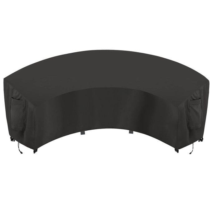 OutdoorLines Waterproof Curved Outdoor Sectional Cover UV Resistant Windproof Patio Sectional Sofa Covers for Deck Lawn and Backyard Heavy Duty Furniture Covers 190Lx36Dx39Hx128FL Black