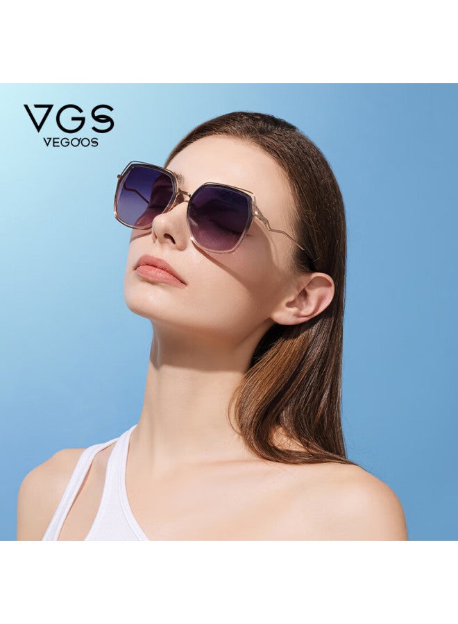 Vegoos Sungl For Women, Large Frame Polarized Sungl, Uv Protection Driving Gl, Model 6182, Transparent Gray Frame With Gradient Lenses - Image 1