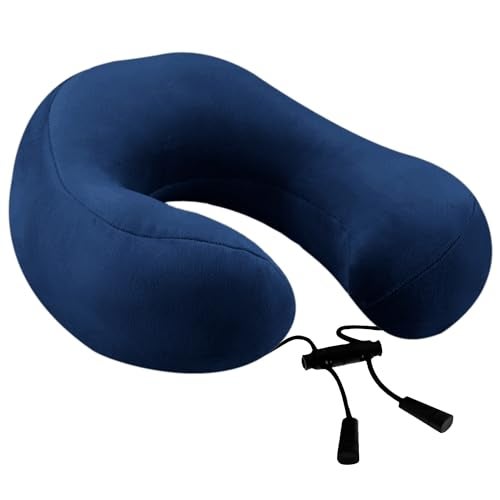 Billebon Premium Neck Pillow for Travelling Airplane Travel Pillow Comfortable Head Rest Neck Holder Pillow (Navy Blue Tri-Raised) - Image 1