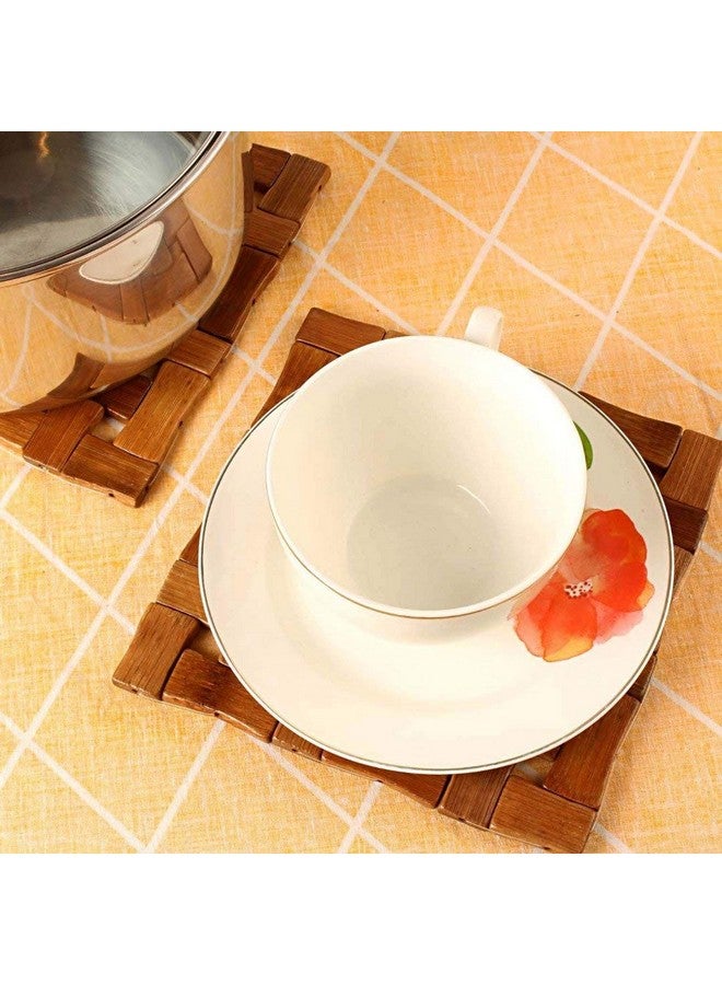 Kuber Industries Bamboo 6 Piece Heat Pad Set - Wooden - Image 3