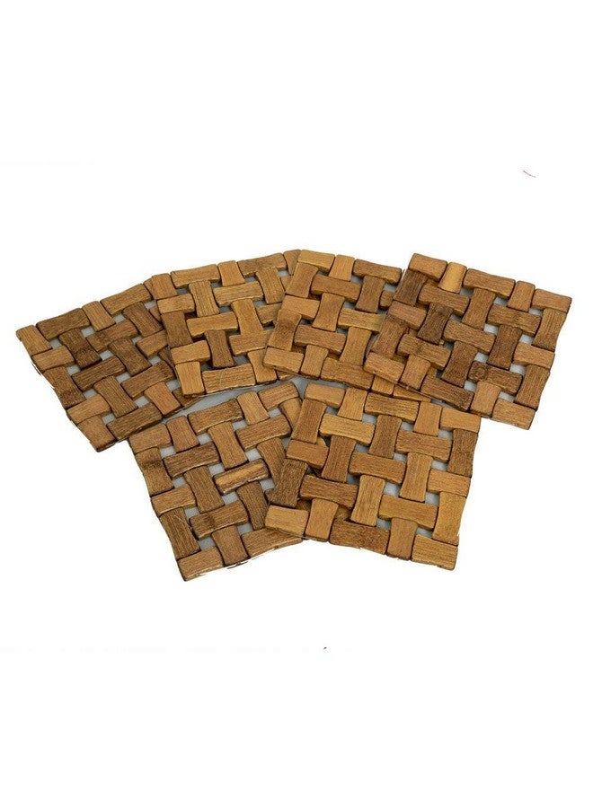 Kuber Industries Bamboo 6 Piece Heat Pad Set - Wooden - Image 1