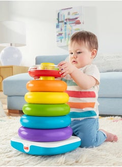 10-Piece Giant Stacking Ring Toy Rock-A-Stack Stacking, Grasping and Building Early Development Learning Set