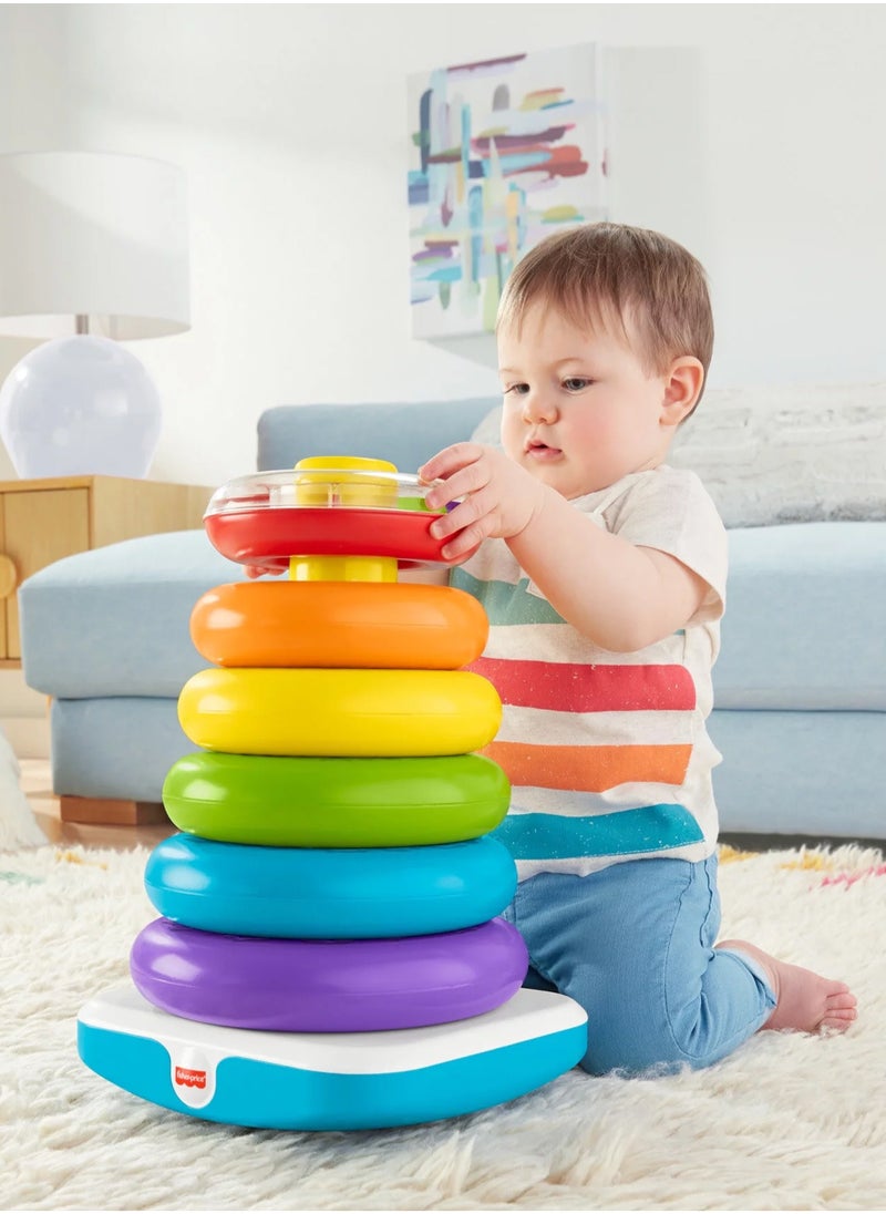 Fisher-Price - 10-Piece Giant Stacking Ring Toy Rock-A-Stack Stacking, Grasping and Building Early Development Learning Set - Image 1