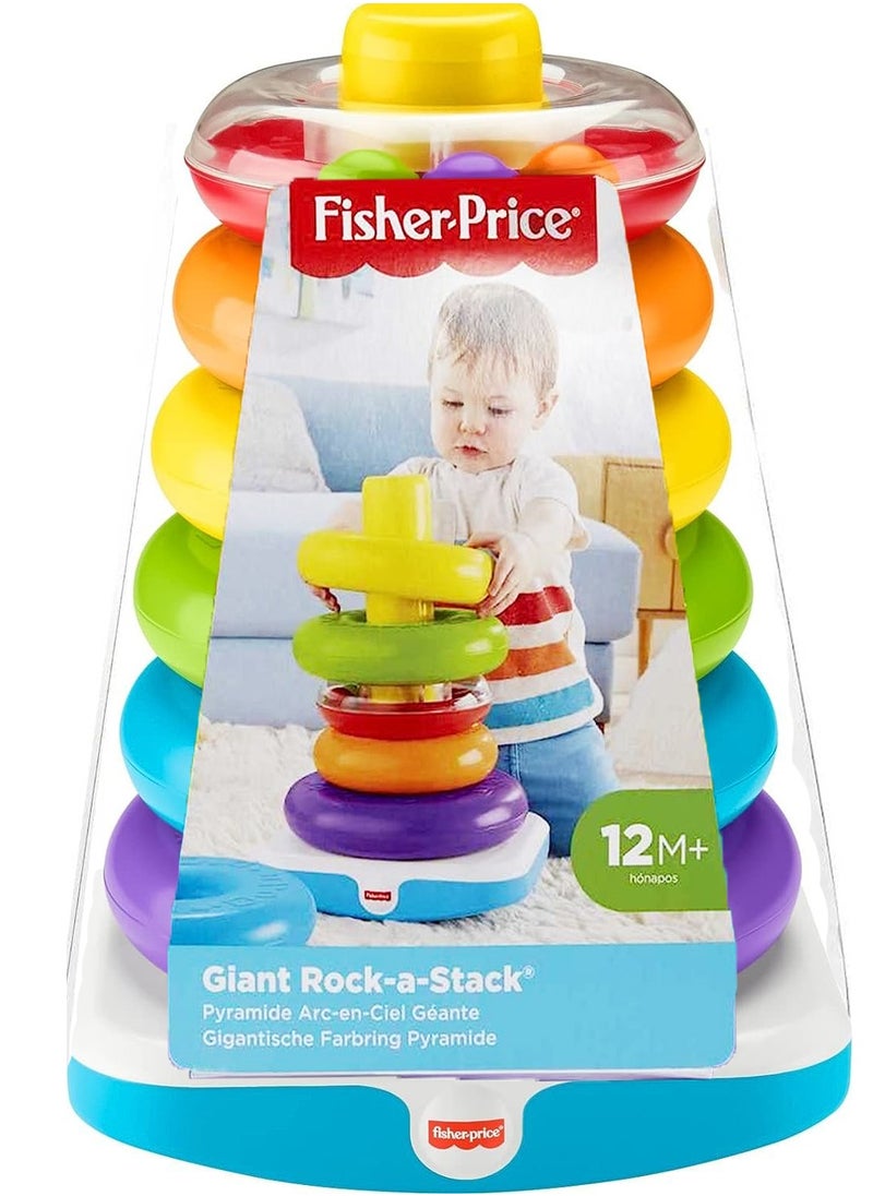 Fisher-Price - 10-Piece Giant Stacking Ring Toy Rock-A-Stack Stacking, Grasping and Building Early Development Learning Set - Image 1