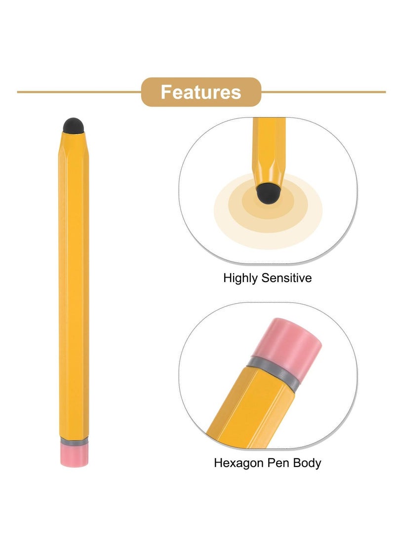 2 Pcs Kids Stylus Pens for Touch Screens Hexagon Pencil Shaped Stylus Crayon Stylus Pen for Children Youth Girls Boys Compatible with iPhone Android Edition Tablet Universal Devices, Yellow - Image 4