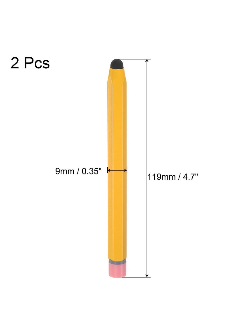 2 Pcs Kids Stylus Pens for Touch Screens Hexagon Pencil Shaped Stylus Crayon Stylus Pen for Children Youth Girls Boys Compatible with iPhone Android Edition Tablet Universal Devices, Yellow - Image 2