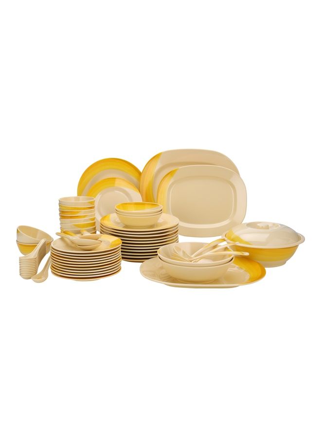 Royalford RF8102 Ribble Designed Melamine Dinner Set, 64 Pcs Beige - Image 1