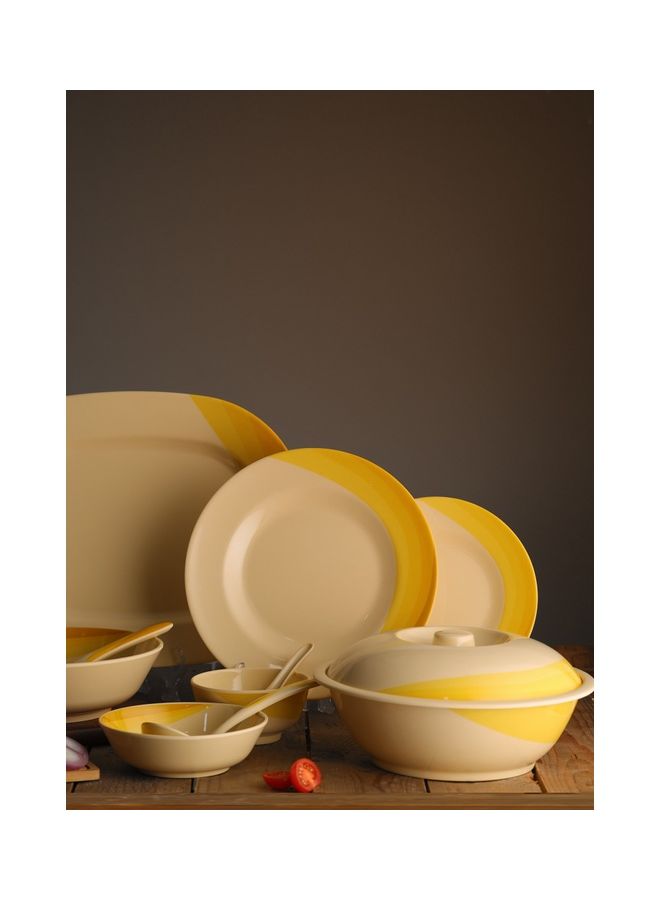 Royalford RF8102 Ribble Designed Melamine Dinner Set, 64 Pcs Beige - Image 3