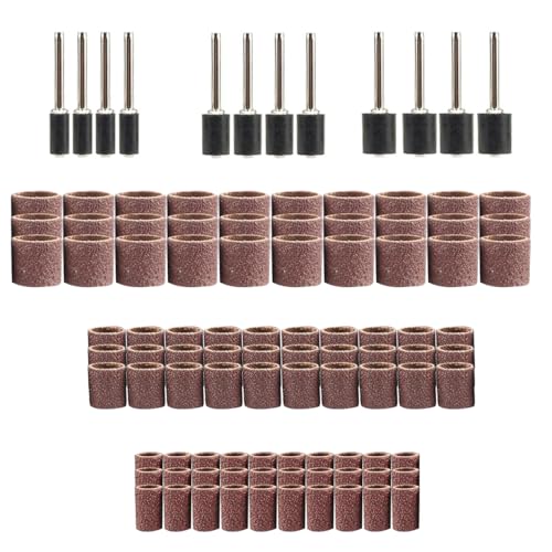 Serplex® 102pcs 80 Grit Drum Sander Sleeves Abrasive Sleeves Set with 1/2 inch, 3/8 inch, 1/4 Inch Sanding Drum Mandrels, Oxide Sandpaper Sanding Drum Sanding Bands for Shaping, Smoothing, Grinding - Image 1