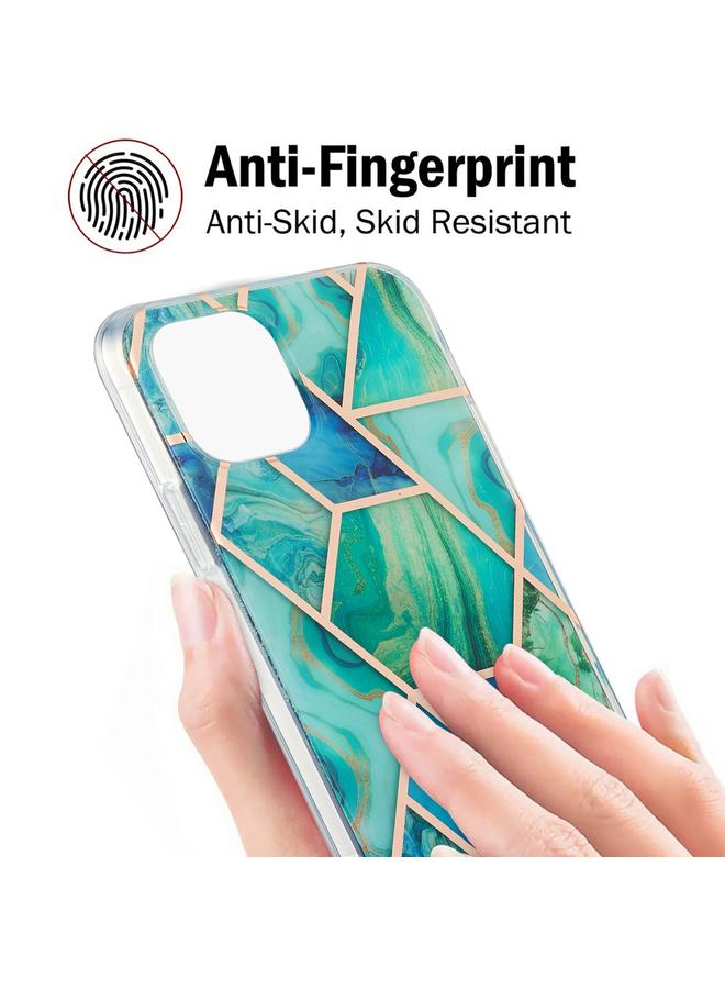 اس-توب جراب لهاتف iPhone 13 mini، جراب مقاوم للصدمات من مادة TPU بنمط زهرة رخامية مطلية بالكهرباء من الجانبين - Image 4