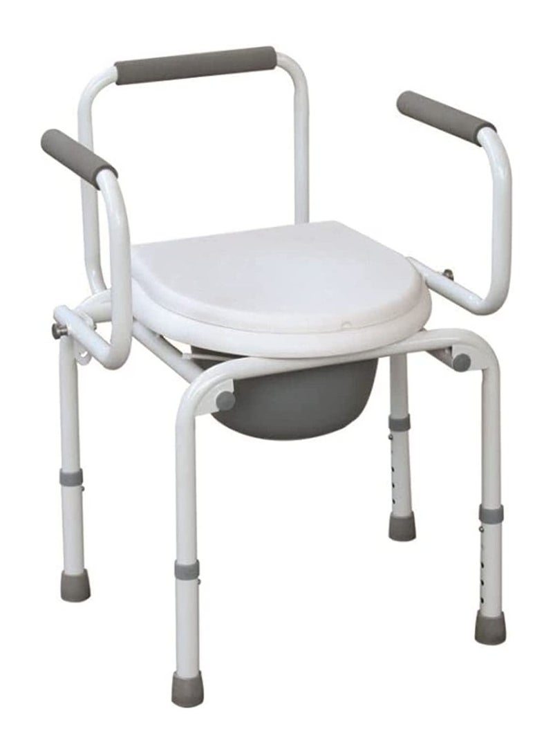 كرسي صوان من الصلب قاعدة حمام لكبار السن مع مسند للظهر و للذراعين وارتفاع قابل للتعديل - Image 1