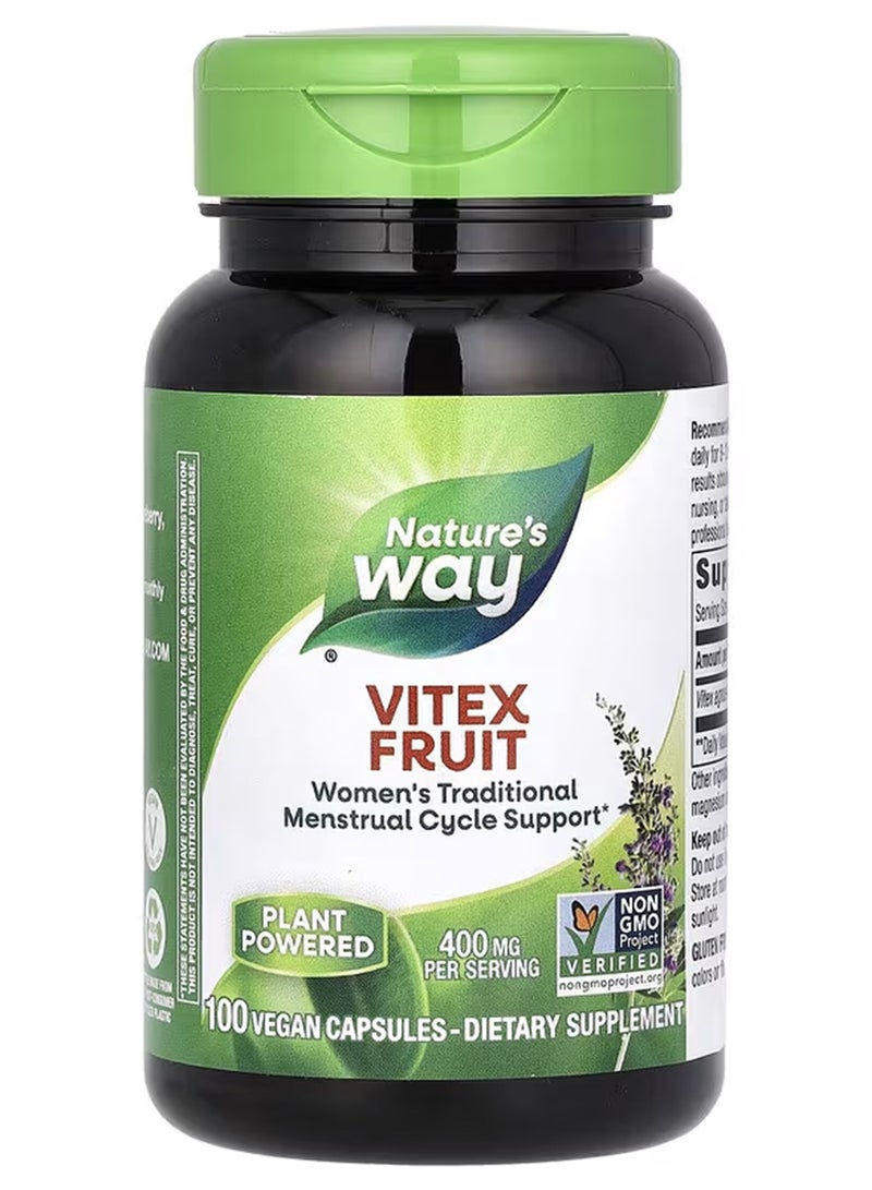 Nature's Way Vitex Fruit Dietary Supplement 100 Capsules - Image 1