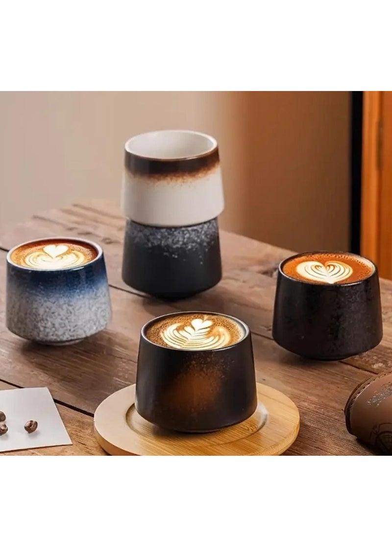 Liying Vintage Ceramic Coffee Cup 175ml, Handmade Art design cup for coffee, Cappuccino, Tea #1.1 (Black)  - Image 4