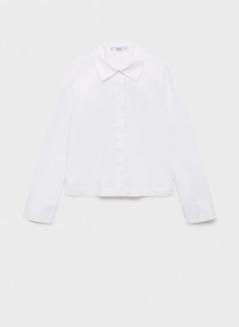 MANGO Cropped poplin shirt