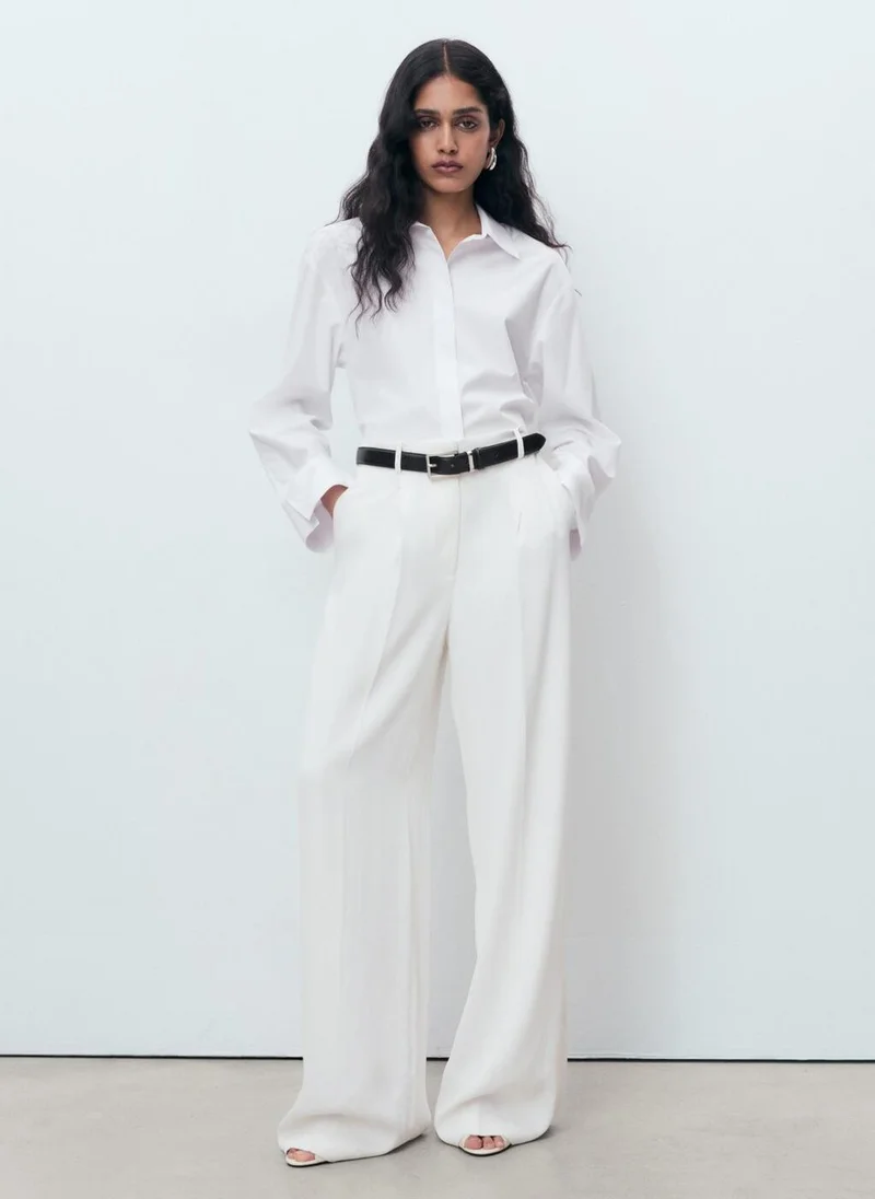 MANGO Cropped poplin shirt