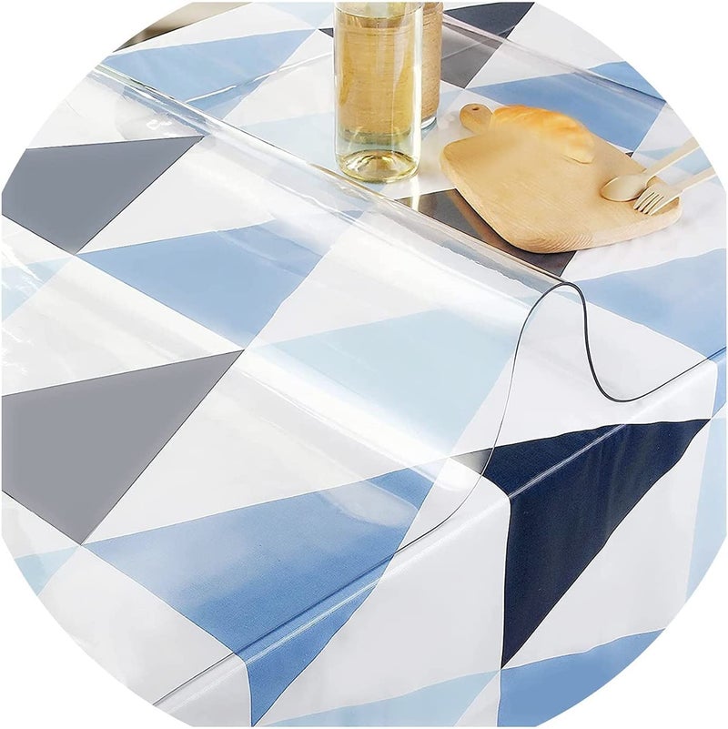 SSFMSF JXFS Rectangular Transparent Crystal Tablecloth, PVC Protective Film Material, Suitable for Dining Room, Living Room and Office, Waterproof and Wear-Resistant Insulation - Image 1