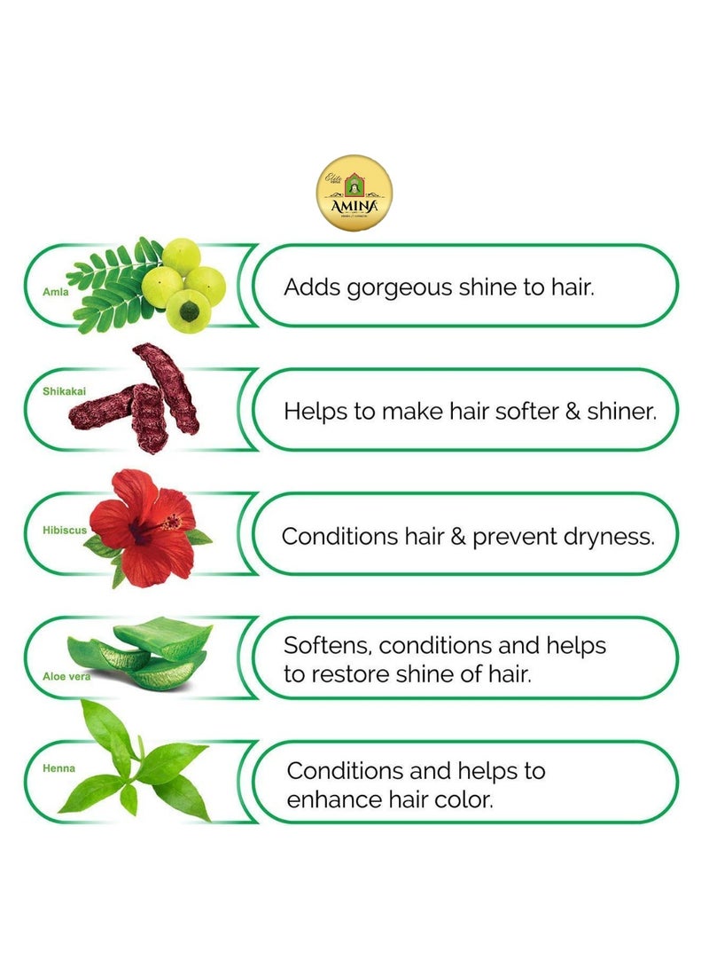 Amina Natural Brown Henna Powder For Hair Color, Natural Brown Hair, Herbal Conditioning Hair Dye for Silky & Shiny Soft Hair Colour for Men & Women (10 Gms x Pack Of 12) - Image 4