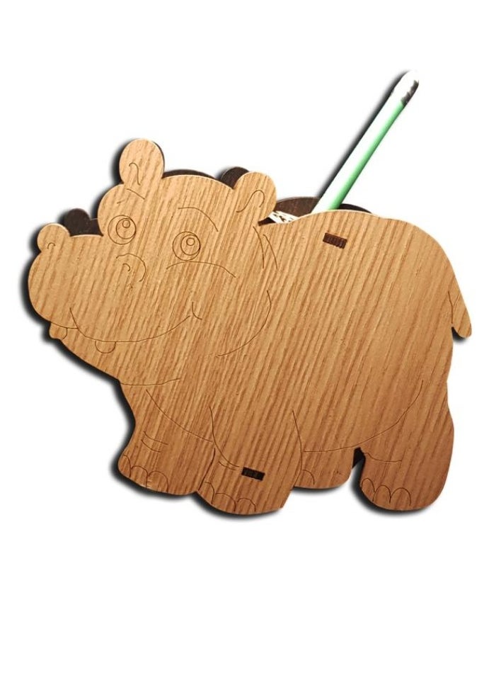 Generic Pencil & pens holder organizer wood hippo 