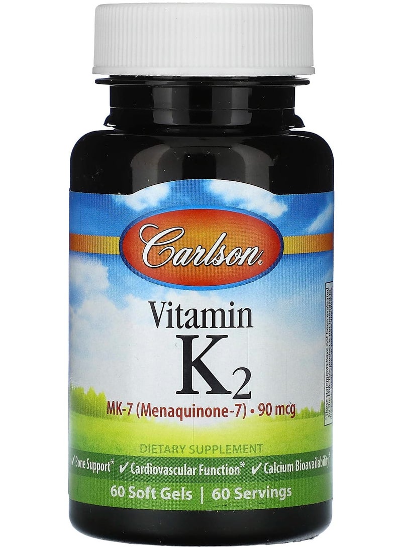 Carlson Vitamin K2, 90 mcg, 60 Soft Gels - Image 1