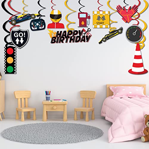 Festiko®Race Car Birthday Decorations for Kids Boys Let's go Racing Party Supplies with Swirls (12 Pcs) - Image 4