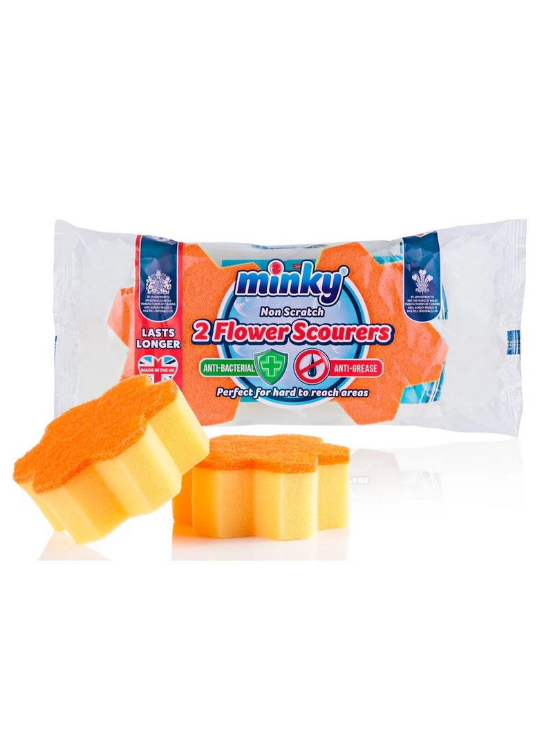 minky Non-Scratch Flower Scourers 2 Pack - Image 1