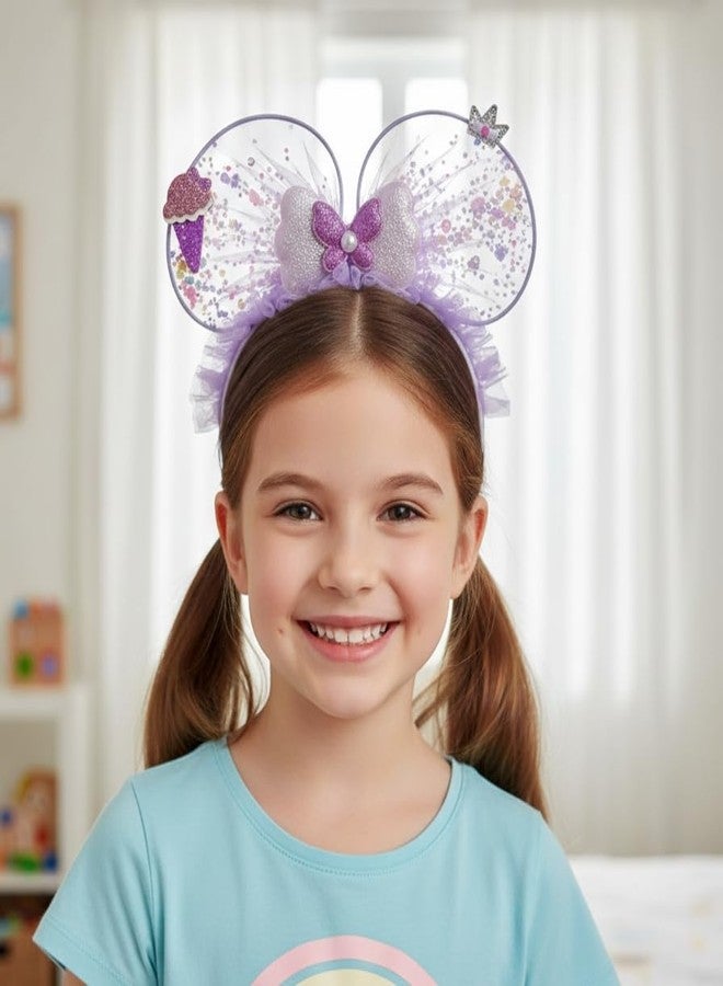 Fairytale Girls Hair Band With Wings and Glitter, Children's Headband Korean style New Rabbit Ears Hair Accessories. (Purple) - Image 2