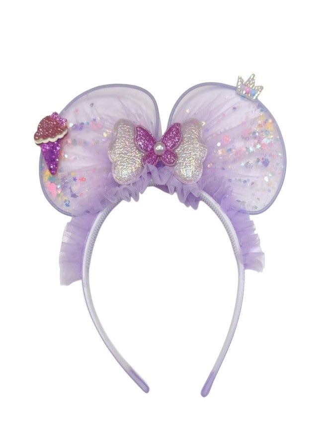 Fairytale Girls Hair Band With Wings and Glitter, Children's Headband Korean style New Rabbit Ears Hair Accessories. (Purple) - Image 1