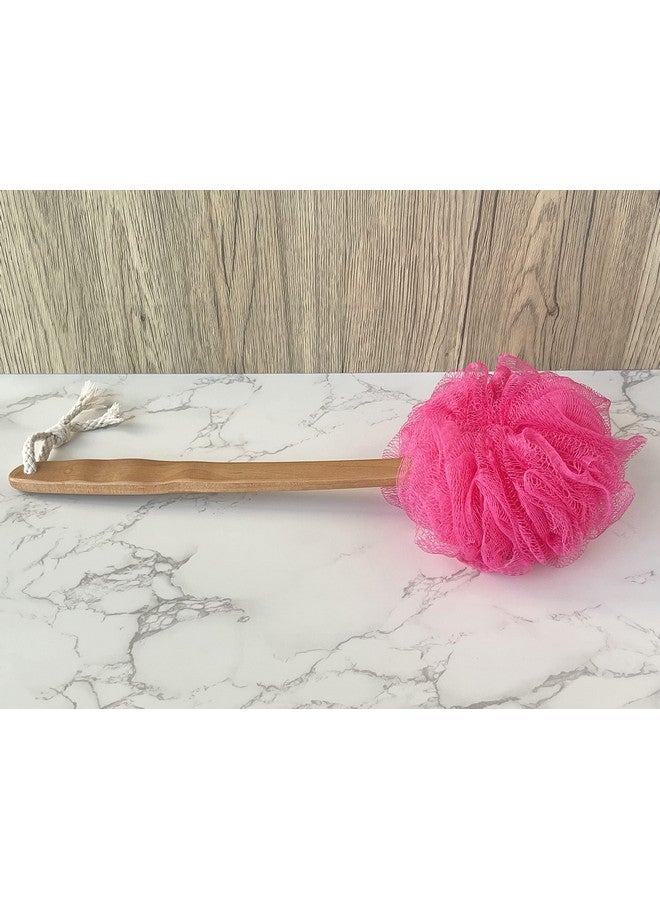 JINS-Hung Shower Loofah Body & Back Scrubber Exfoliating Loofah Luffa Bath Brush On A Stick With Long Wooden Handle Back Brush For Men & Women Easy Reach Body Wash & Lotion Applicator（ 2 Pack Red） - Image 4