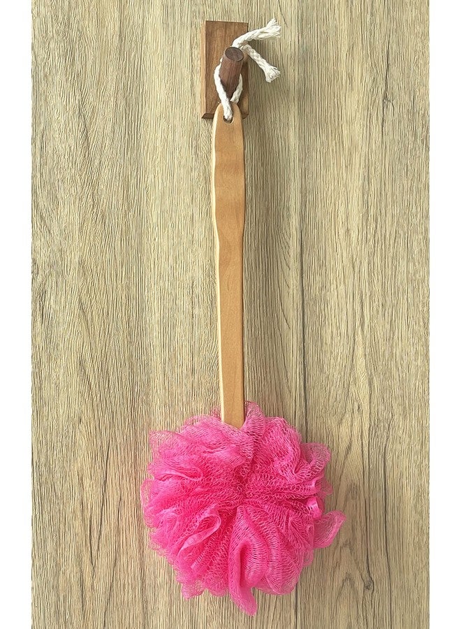 JINS-Hung Shower Loofah Body & Back Scrubber Exfoliating Loofah Luffa Bath Brush On A Stick With Long Wooden Handle Back Brush For Men & Women Easy Reach Body Wash & Lotion Applicator（ 2 Pack Red） - Image 3