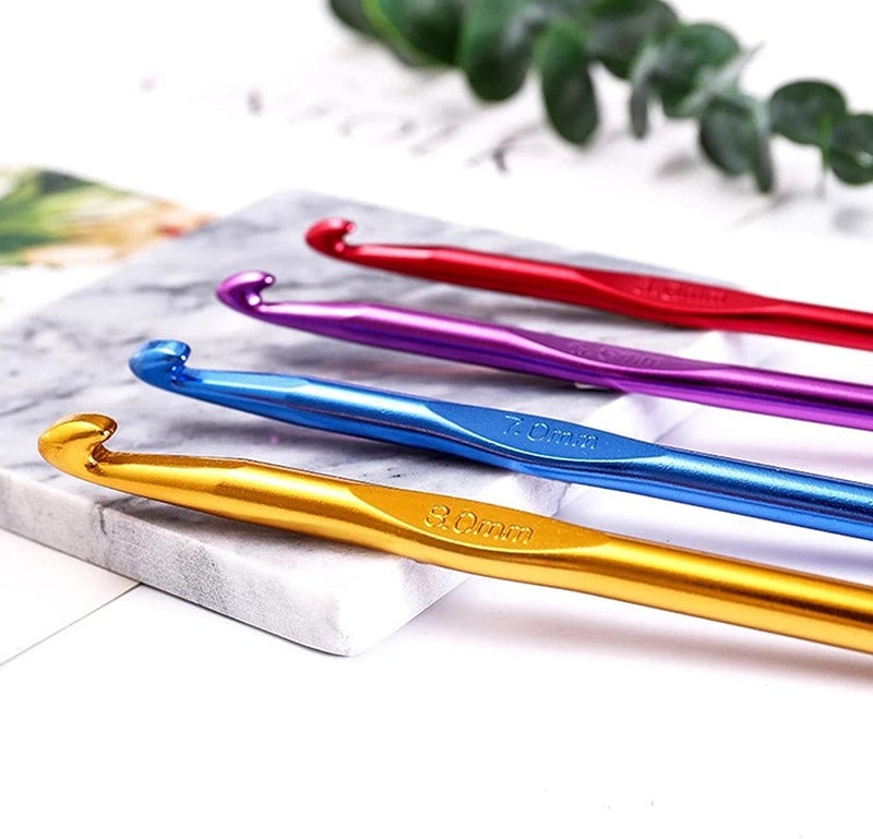 VERAT 12 Pcs Crochet Set/Crochet Needles/Crochet Hook/Hook Set/Ergonomic Knitting Knit Needles/Crochet Yarn/Ultimate Sewing/Craft/Sweater/Yarn/Thread/Needles Kit Knitting(Multicolour) - Image 2