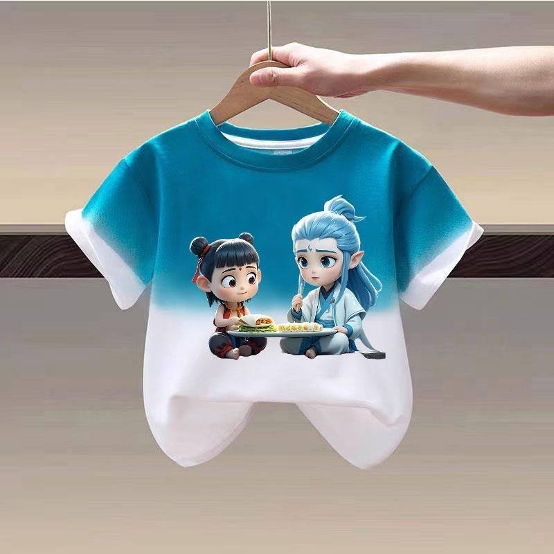 Boys' T-Shirt Short-Sleeved Arrival All-Match Summer Big Kids Nezha Western Style Loose Children'S Street-Fried Summer Fashion T - Image 2
