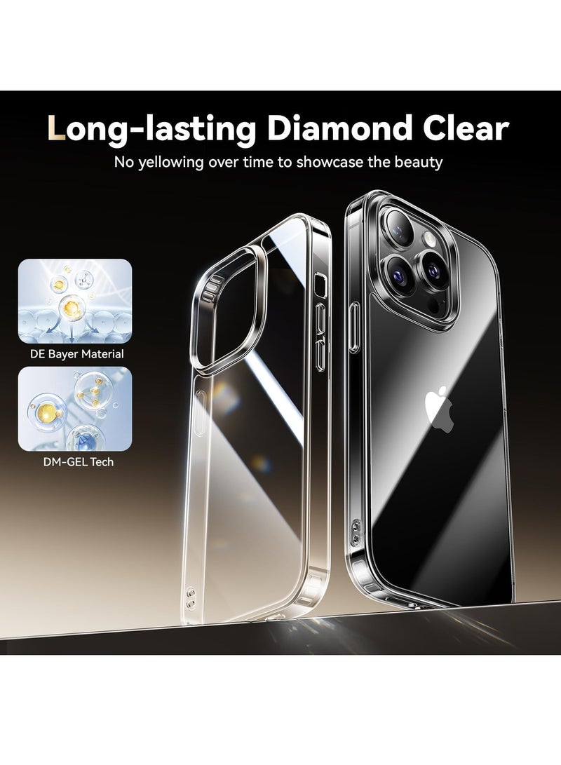 DUSALA Diamond Clear for iPhone 13 Pro Case with 2X Screen Protector + 2X Camera Lens Protector, [Not Yellowing][Military-Grade Protective] Slim Thin Shockproof Phone Case for iPhone 13 Pro, Clear - Image 2