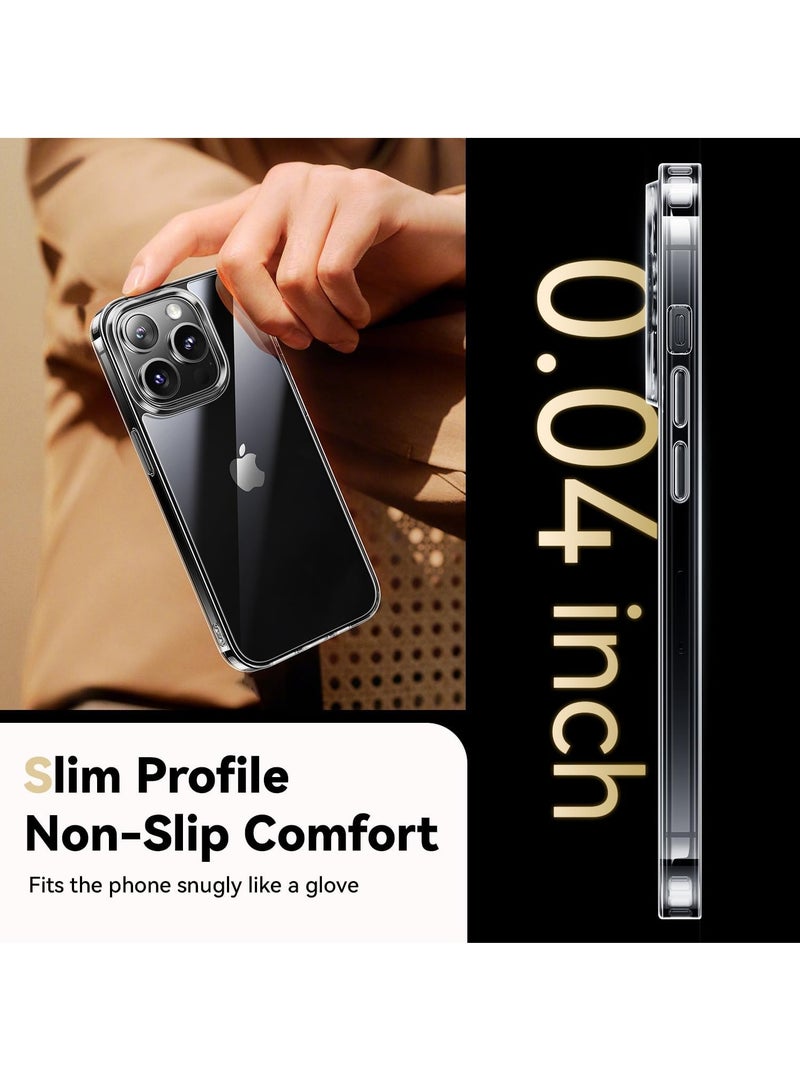 DUSALA Diamond Clear for iPhone 13 Pro Case with 2X Screen Protector + 2X Camera Lens Protector, [Not Yellowing][Military-Grade Protective] Slim Thin Shockproof Phone Case for iPhone 13 Pro, Clear - Image 5