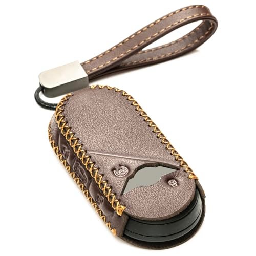 Vitodeco Genuine Leather Smart Key Fob Cover Compatible with Mini Countryman S ALL4, Countryman SE ALL4, Cooper 2 Door, Cooper S 4 Door, Convertible (4 Buttons, Brown) - Image 1