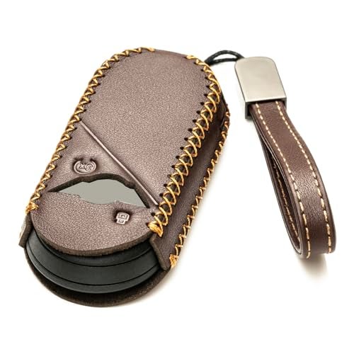 Vitodeco Genuine Leather Smart Key Fob Cover Compatible with Mini Countryman S ALL4, Countryman SE ALL4, Cooper 2 Door, Cooper S 4 Door, Convertible (4 Buttons, Brown) - Image 2