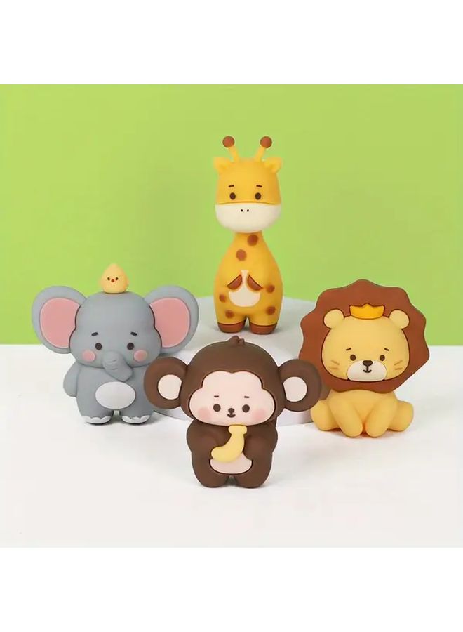 Jungle Safari Animal Cake Topper Set Lion Giraffe Monkey Elephant Model B02 - Image 4