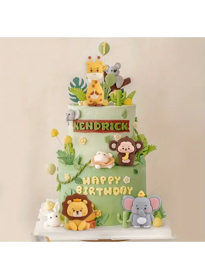 Jungle Safari Animal Cake Topper Set Lion Giraffe Monkey Elephant Model B02 - Image 5