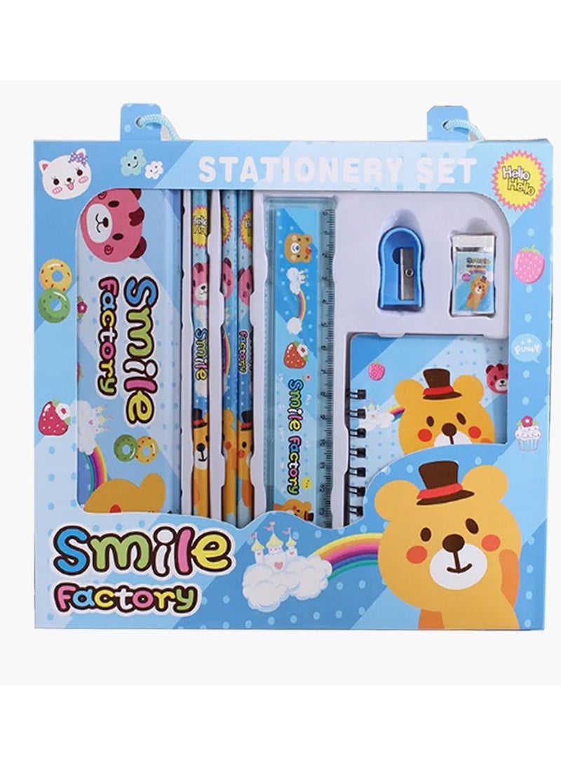 STAR BABiES Stationery Set - Pack of 8
Includes: 3 Pencils + 1 Small Notebook + 1 Pencil Case 1 Ruler + 1 Eraser + 1 Sharpener -Blue - Image 1
