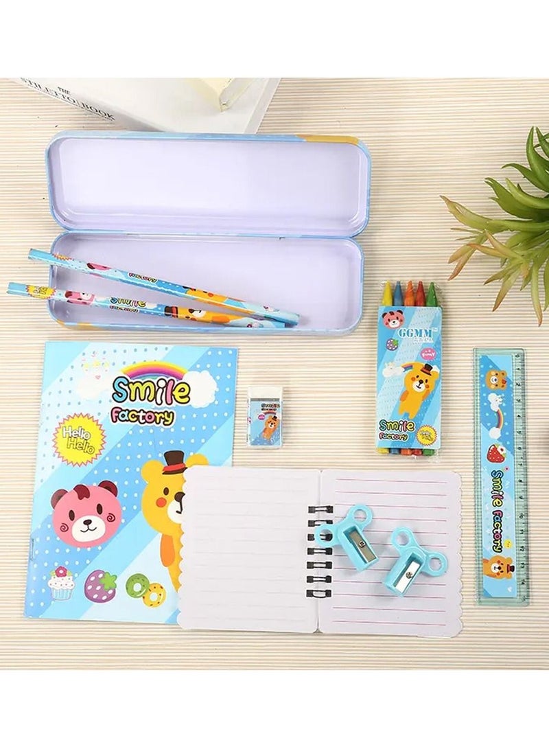 STAR BABiES Stationery Set - Pack of 8
Includes: 3 Pencils + 1 Small Notebook + 1 Pencil Case 1 Ruler + 1 Eraser + 1 Sharpener -Blue - Image 3